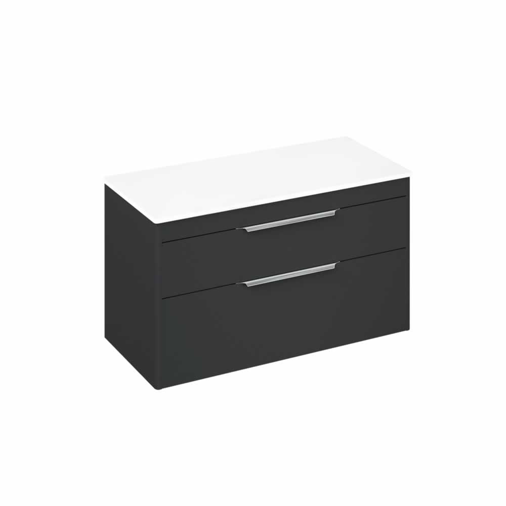 Shoreditch 100cm double drawer Matt Grey with White Worktop